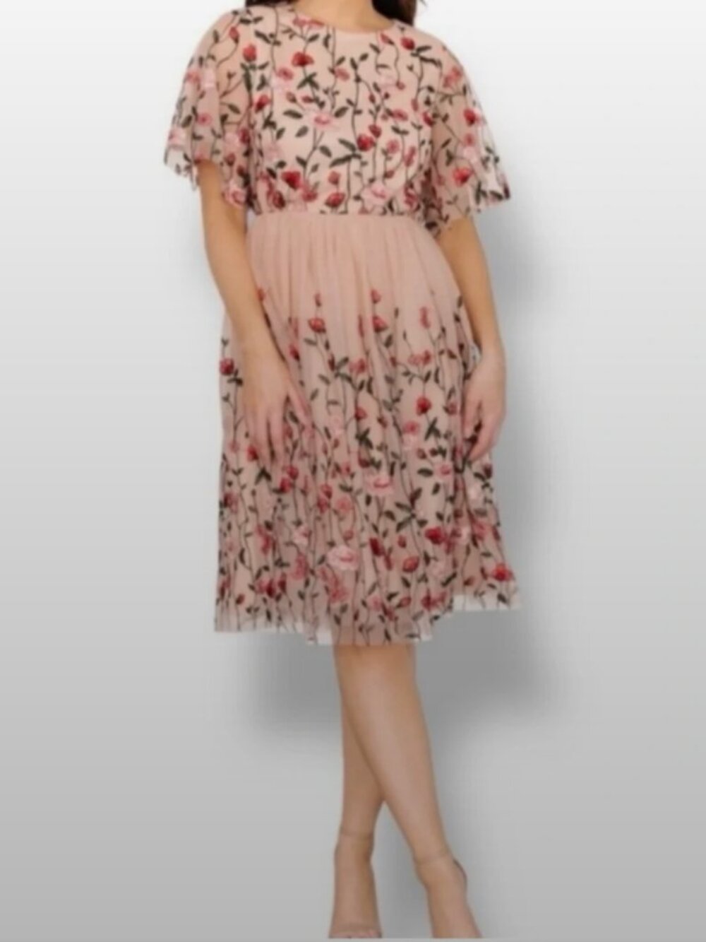 Baltic Born Blush Pink Embroidered Floral Dress